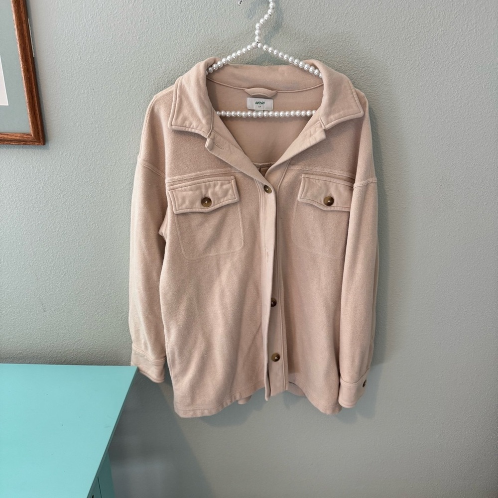 Aerie Light Tan Button-Up Jacket